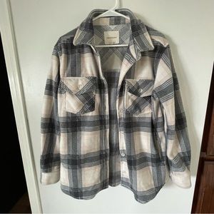Plaid fleece shacket